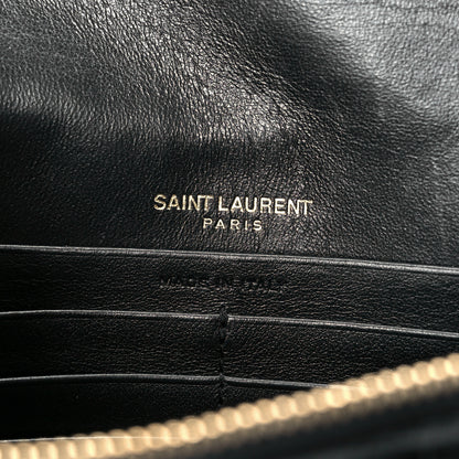 Saint Laurent Calfskin Crocodile Embossed Kate Monogram Tassel Chain Wallet Black 6 of 10