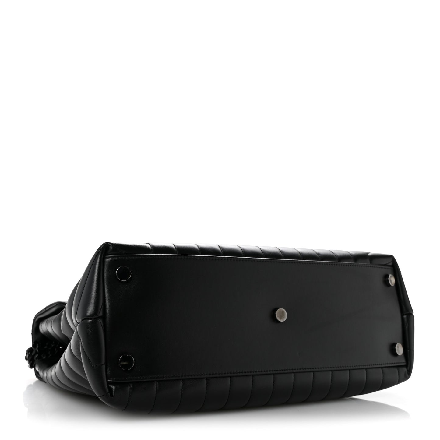 Calfskin Y Quilted Monogram Monochrome Large Loulou Chain Satchel Black