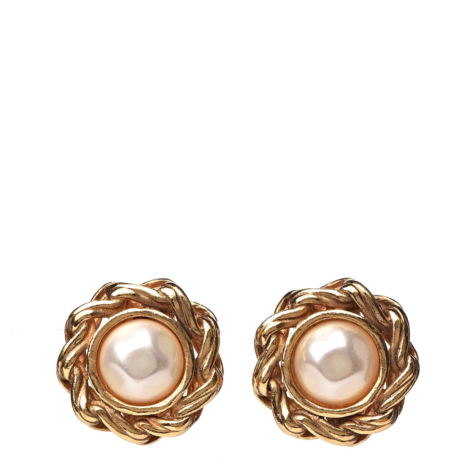 Chanel Pearl Clip On Earrings Gold 1 of 4