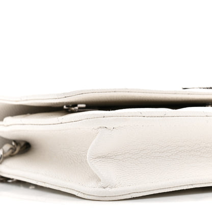 Chanel Caviar Quilted Ribbed Metal Wallet on Chain WOC White 10 of 12