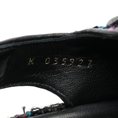 Chanel Wool Tweed Velcro Dad Sandals 39.5 Black Purple Green Red 8 of 9