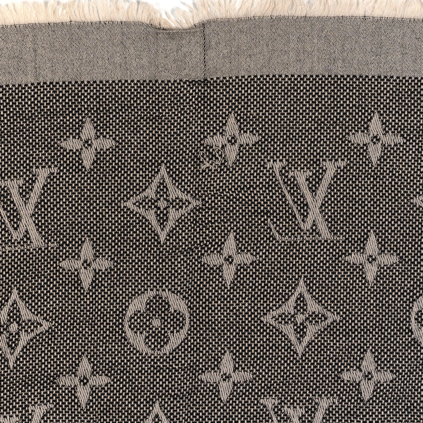 Silk Wool Monogram Denim Shawl Black