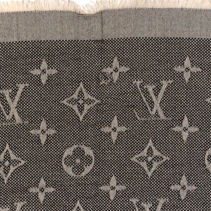 Louis Vuitton Silk Wool Monogram Denim Shawl Black 3 of 5