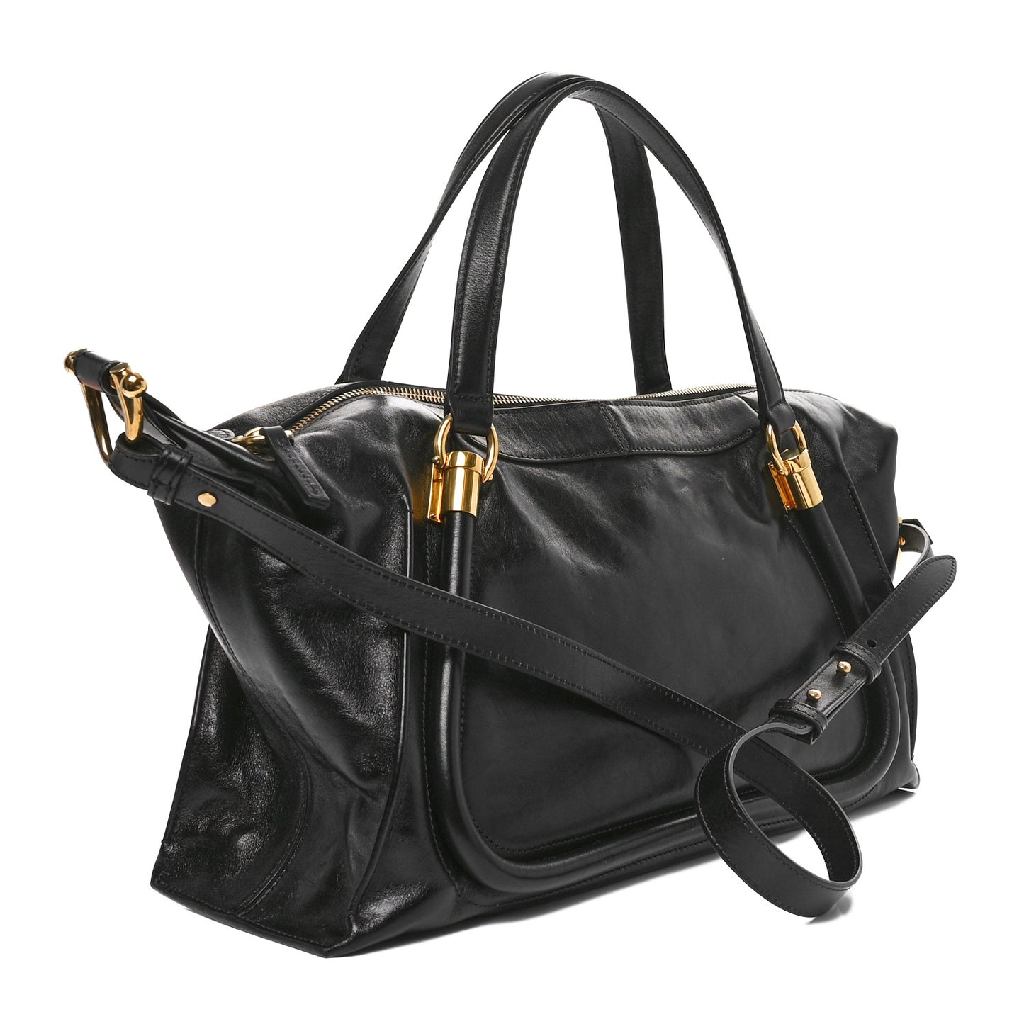 Natural Shiny Calfskin Large Paraty 24 Bag Black