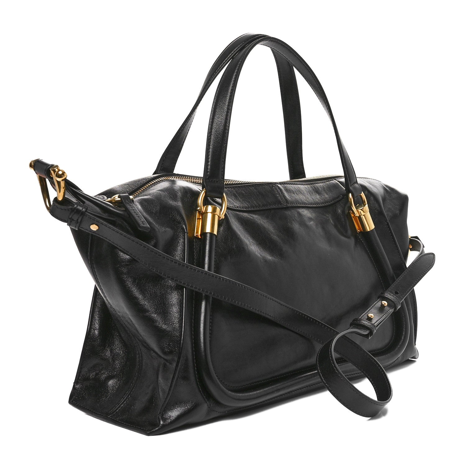 Chloe Natural Shiny Calfskin Large Paraty 24 Bag Black 3 of 8