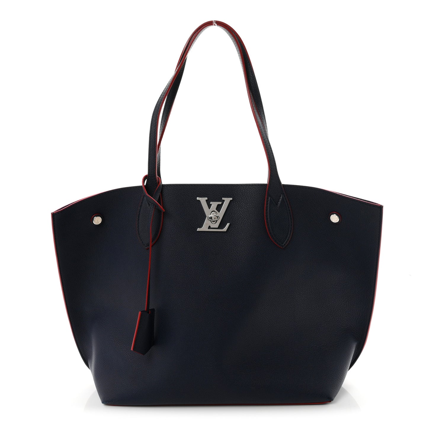 Calfskin Lockme Go Tote Marine Rouge