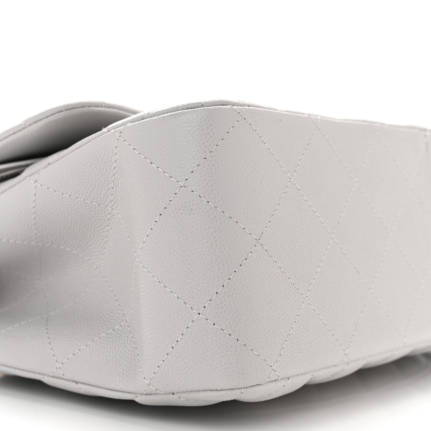 Caviar Quilted Jumbo Double Flap Grey
