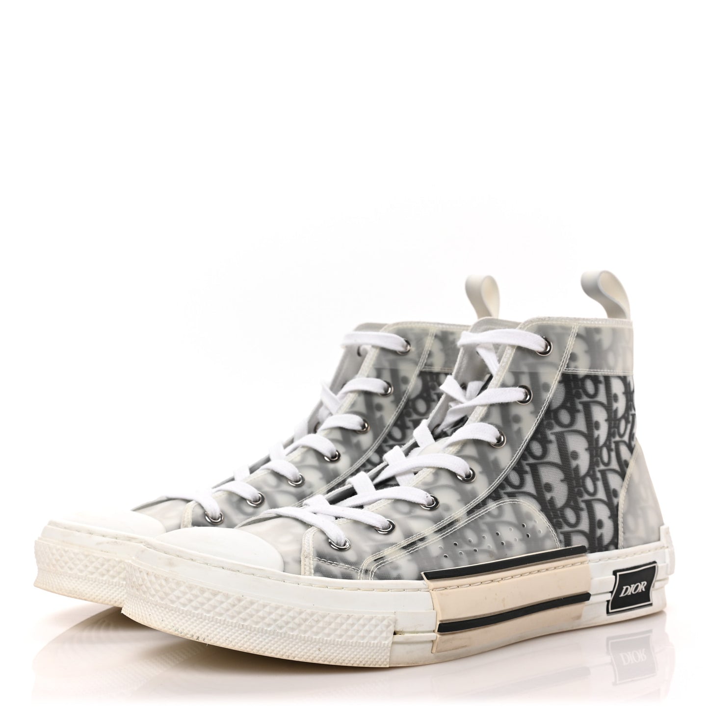 Technical Canvas Oblique Mens B23 High Top Sneakers 44 White Black
