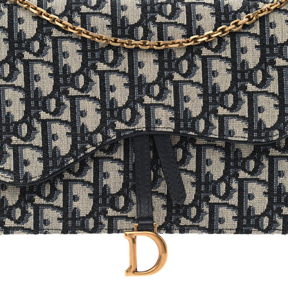 Christian Dior Oblique Saddle Chain Pouch Blue 8 of 10
