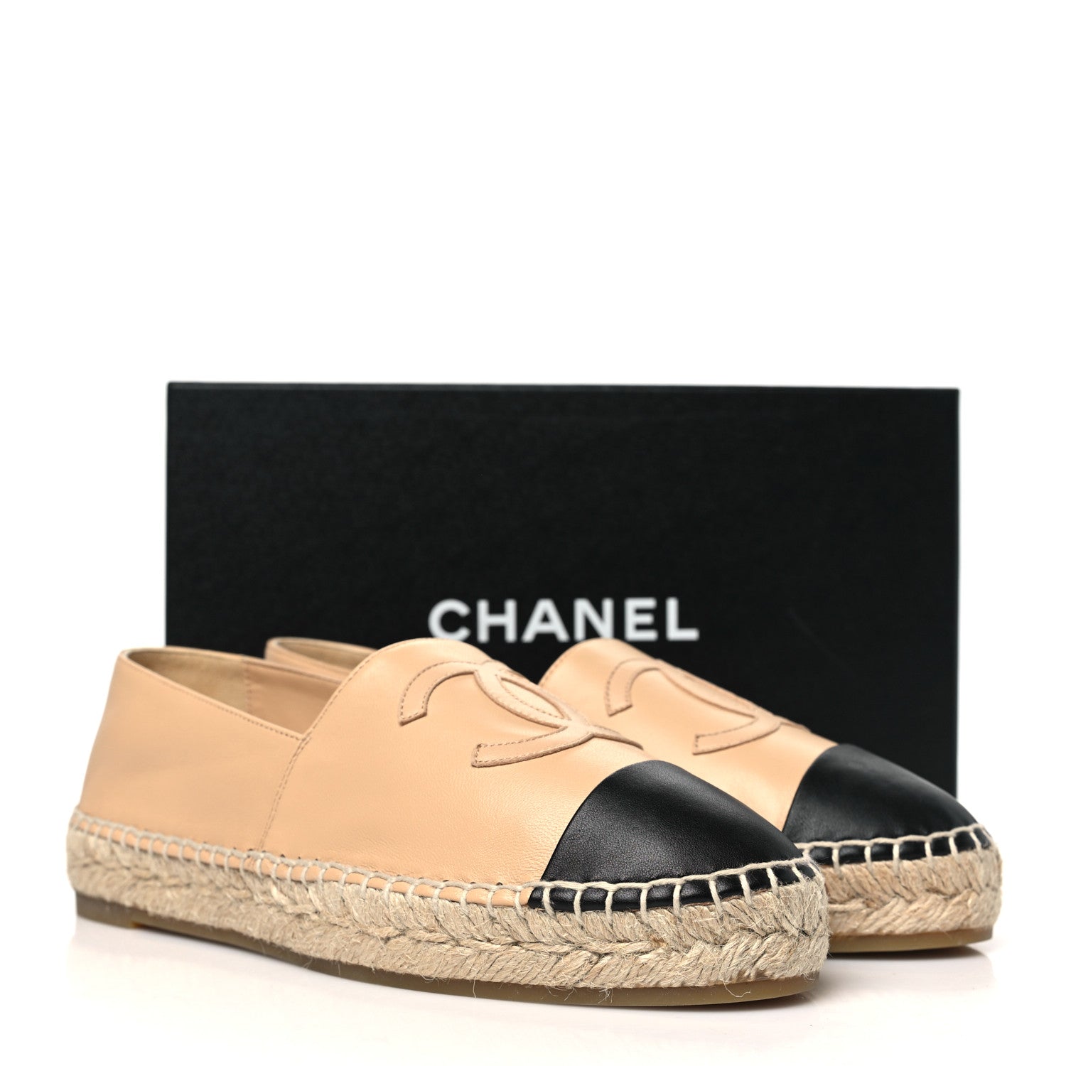 Chanel Lambskin CC Espadrilles 39 Beige Black 10 of 10