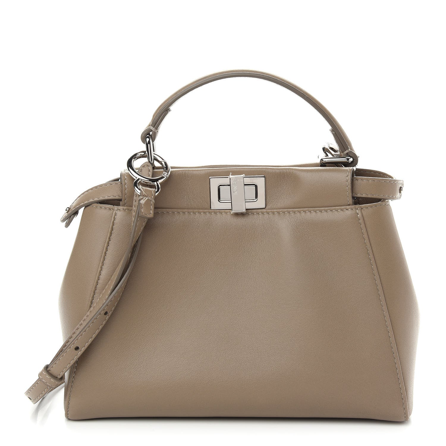 Fendi Nappa Mini Peekaboo Iconic Satchel Tortora 1 of 7