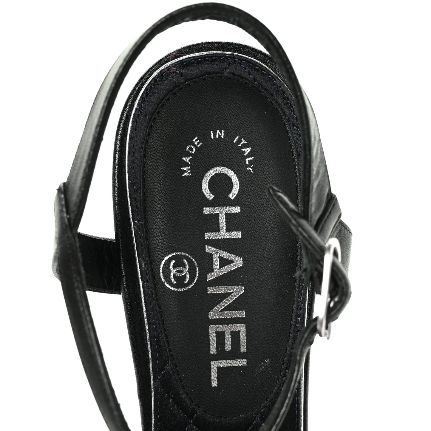 Lambskin CC Moonlight Strappy Sandals 37.5 Black
