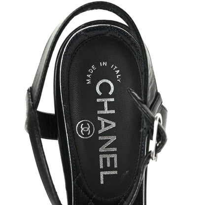 Chanel Lambskin CC Moonlight Strappy Sandals 37.5 Black 7 of 7