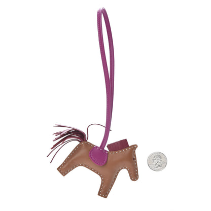 Hermes Milo Lambskin Grigri Rodeo Horse Bag Charm PM Gold Rubis Rose Poupre 2 of 5