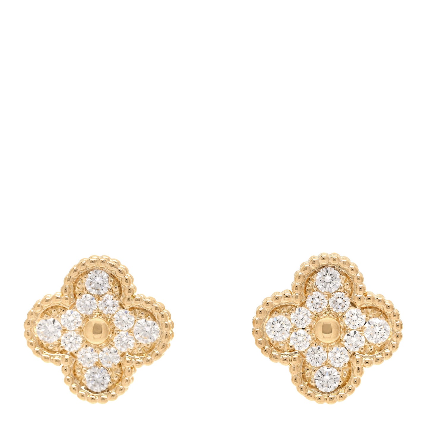 18K Yellow Gold Diamond Vintage Alhambra Earrings