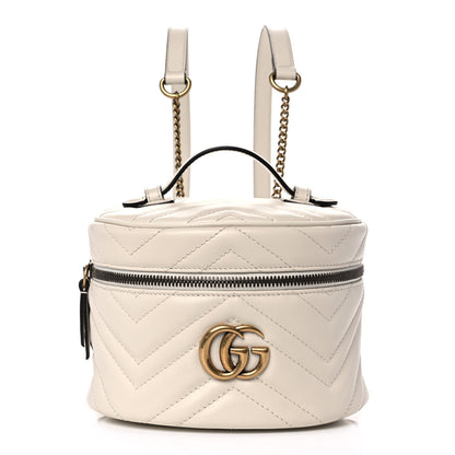 Gucci Calfskin Matelasse Mini GG Marmont Round Backpack White 1 of 10