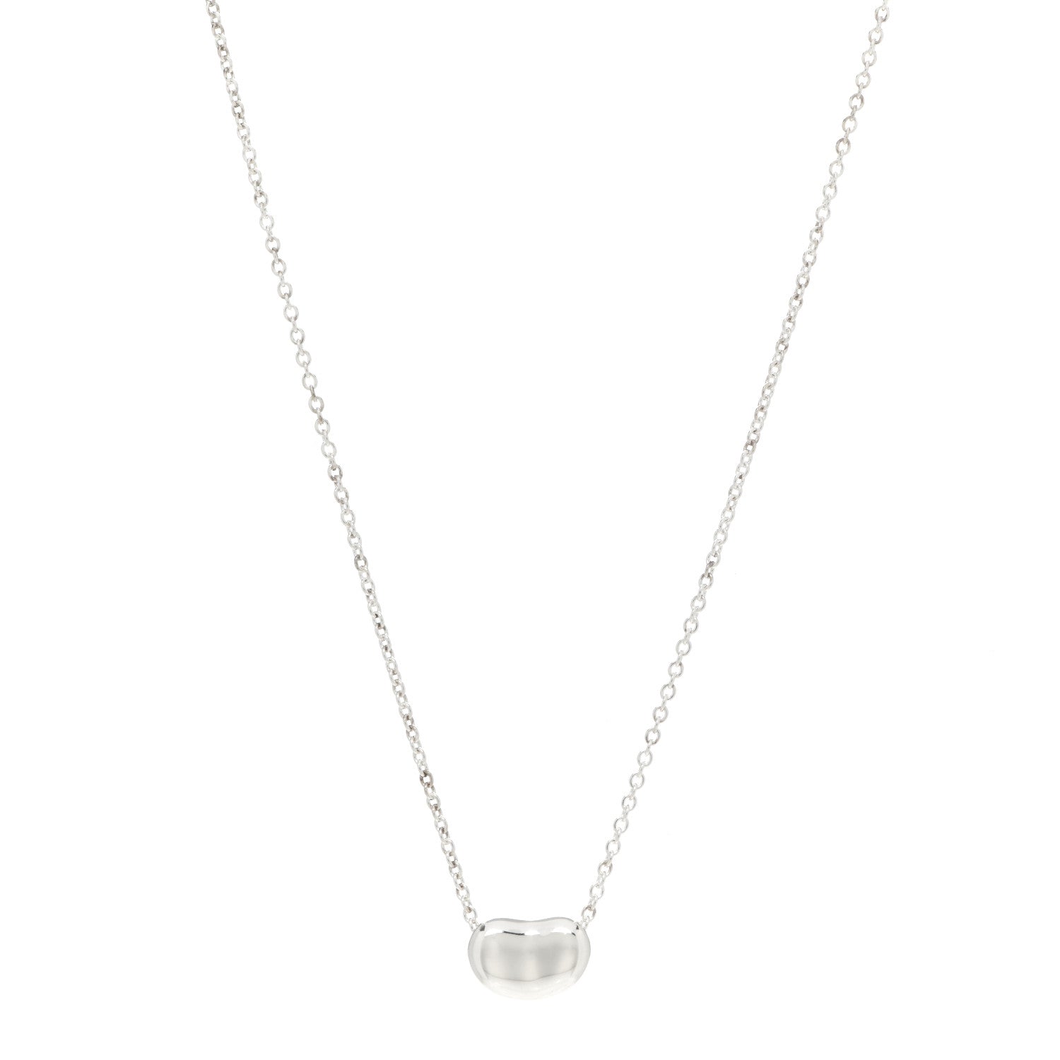 Tiffany Sterling Silver 9mm Elsa Peretti Bean Pendant Necklace 1 of 5