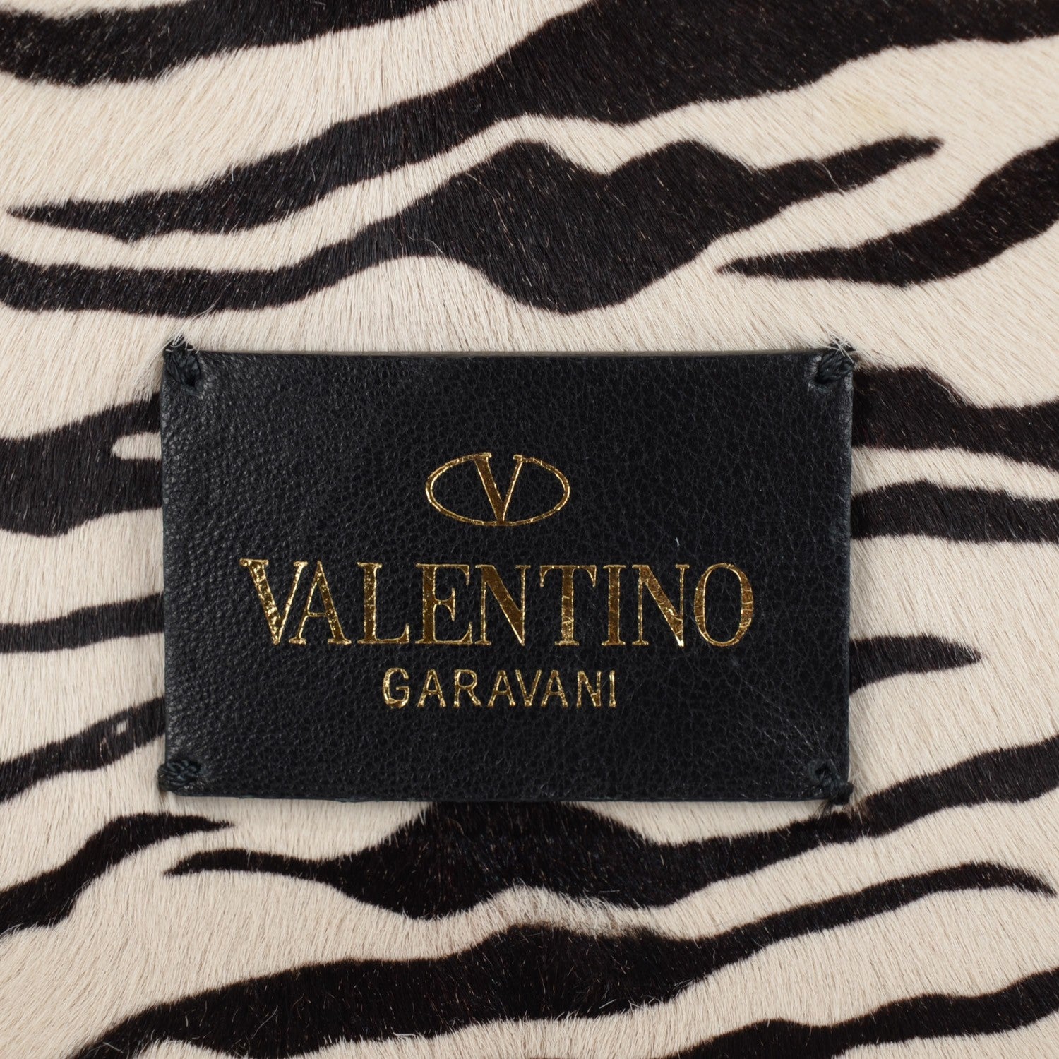 Valentino Garavani Zebra Print Calf Hair Rockstud Double Handle Tote 5 of 9