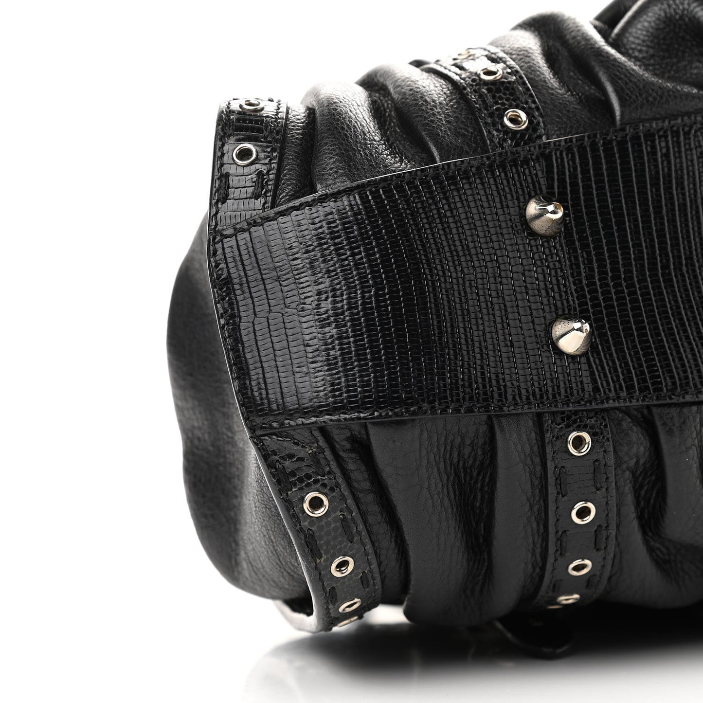 Calfskin Lizard Shoulder Bag Black