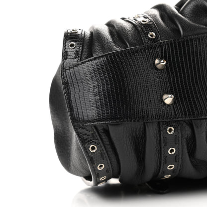 Christian Dior Calfskin Lizard Shoulder Bag Black 8 of 11