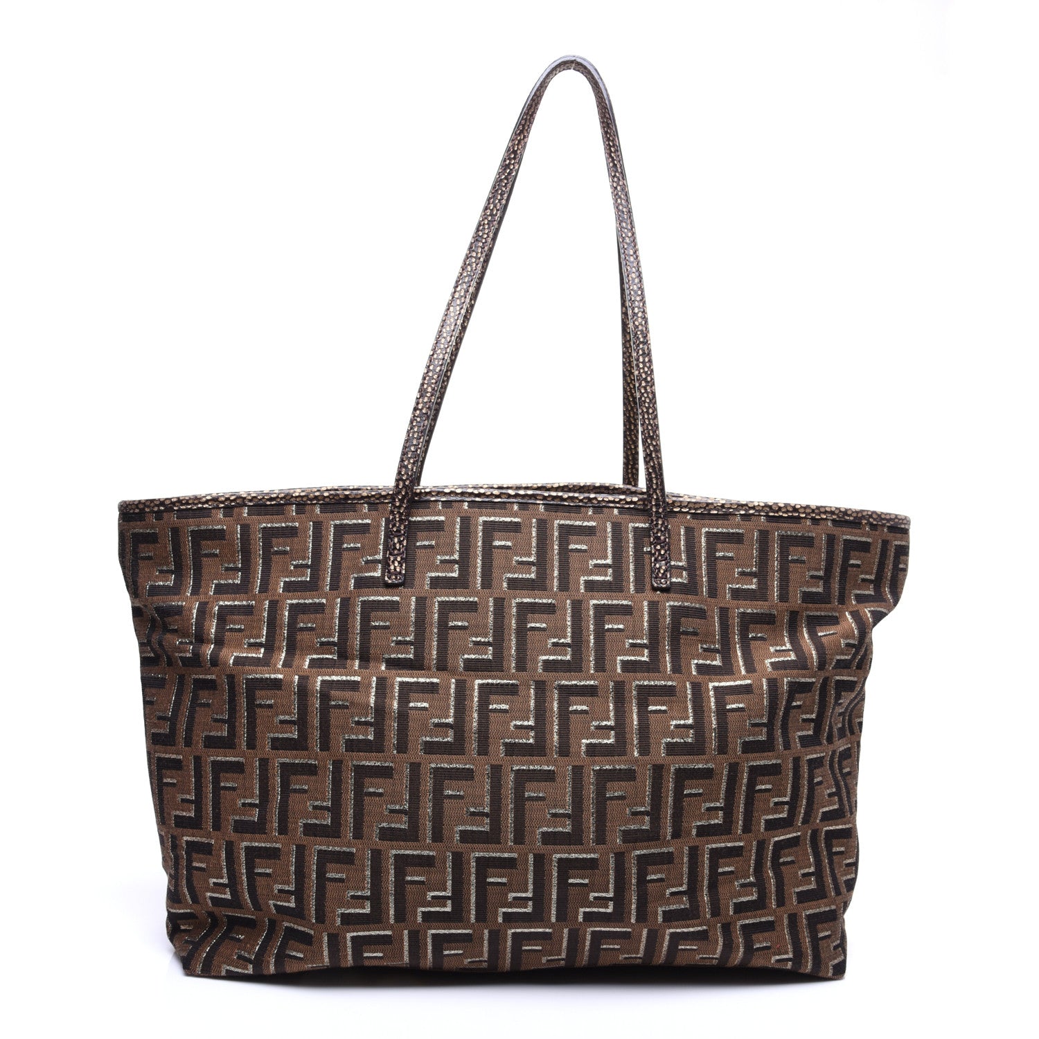 Fendi Zucca Vitello Medium Roll Tote Tobacco Oro Moro 1 of 10