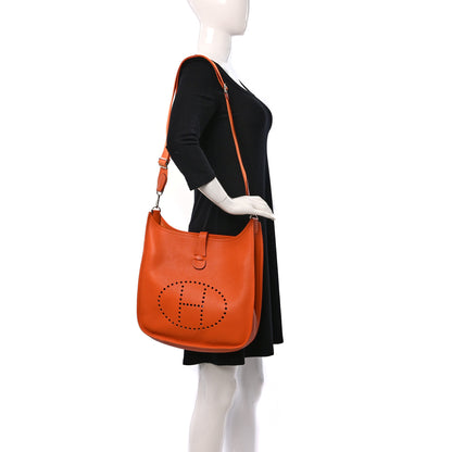 Hermes Taurillon Clemence Evelyne III GM Orange 2 of 10