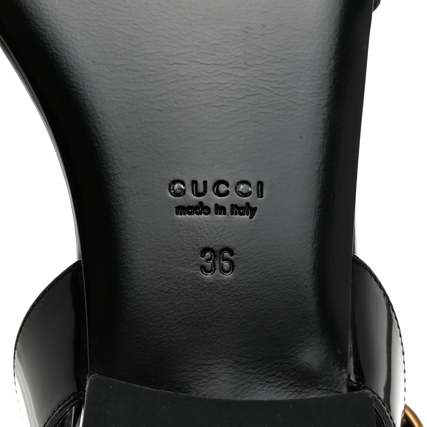 Gucci Patent Regent Horsebit Sandals 36 Black 7 of 8