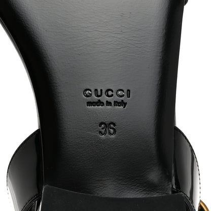 Gucci Patent Regent Horsebit Sandals 36 Black 7 of 8