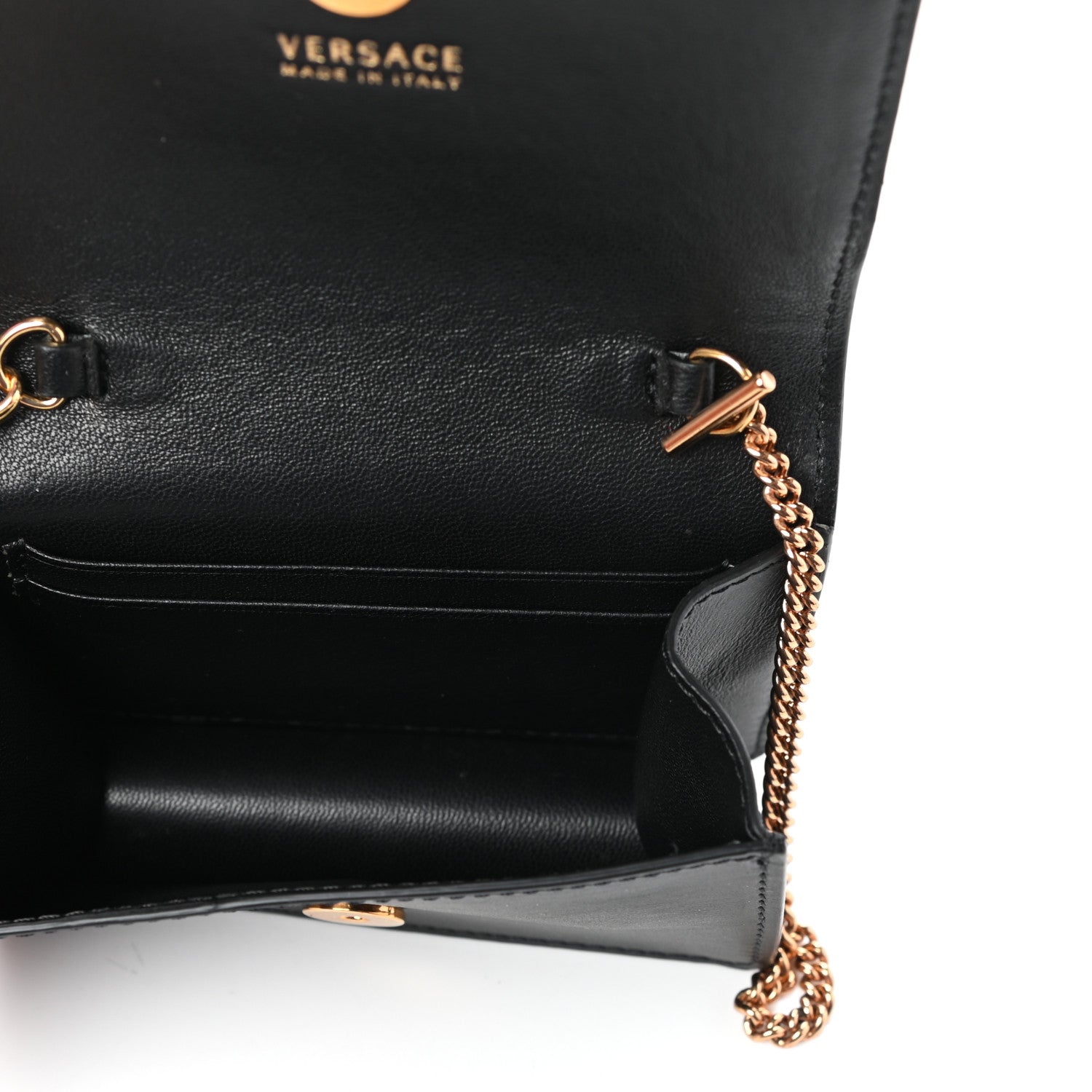 Versace Vitello Mini Virtus Chain Clutch Black 5 of 8