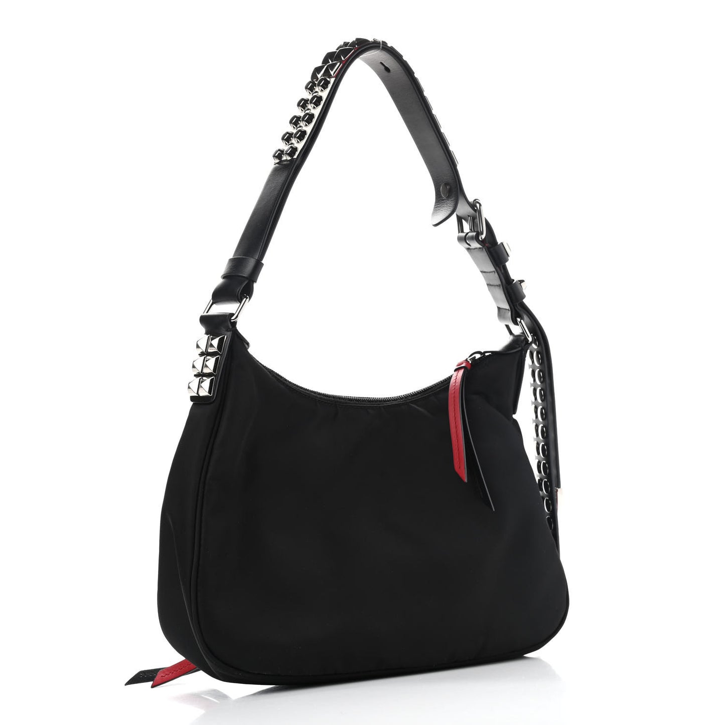 Tessuto Nylon Studded New Vela Hobo Black Fuoco