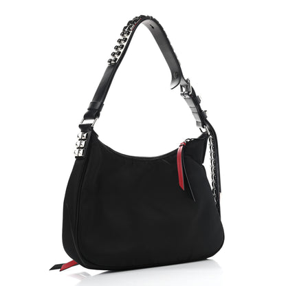 Prada Tessuto Nylon Studded New Vela Hobo Black Fuoco 3 of 11