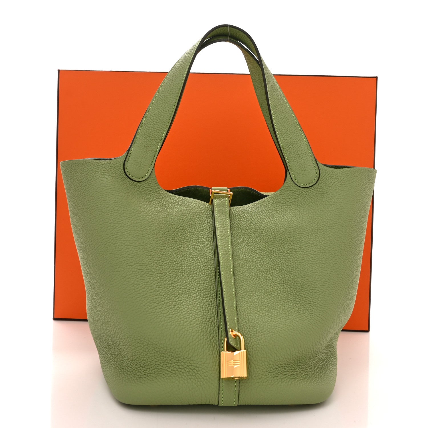 Hermes Taurillon Clemence Picotin Lock 22 MM Vert Criquet 11 of 11