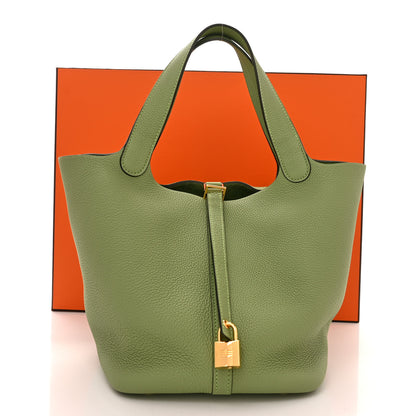 Hermes Taurillon Clemence Picotin Lock 22 MM Vert Criquet 11 of 11