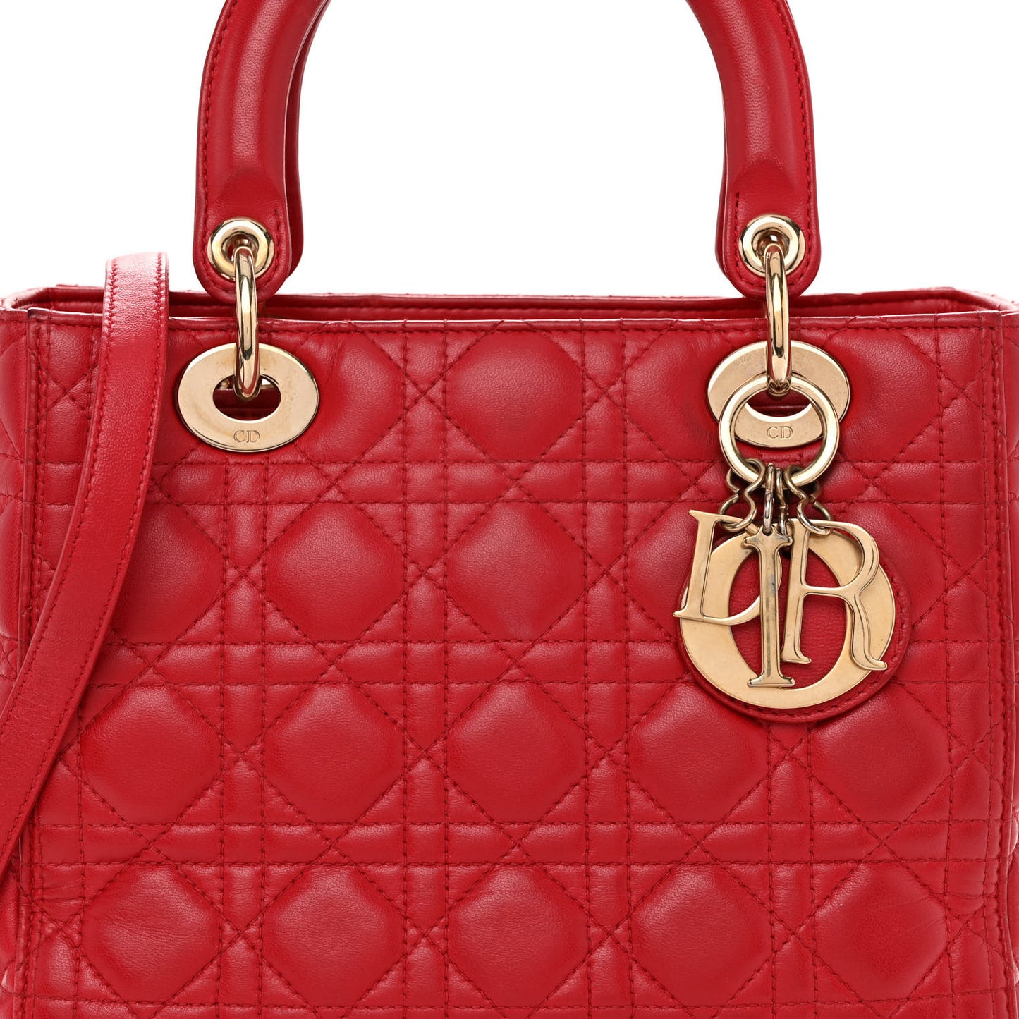 Lambskin Cannage Medium Lady Dior Red