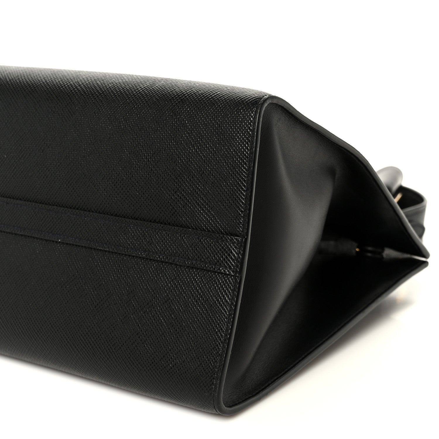 Prada Saffiano Cuir Calfskin Medium Monochrome Top Handle Tote Black 10 of 11
