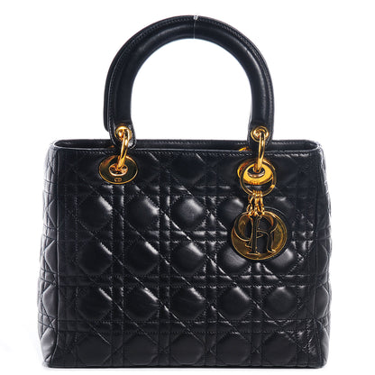 Christian Dior Lambskin Cannage Medium Lady Dior Black 1 of 9