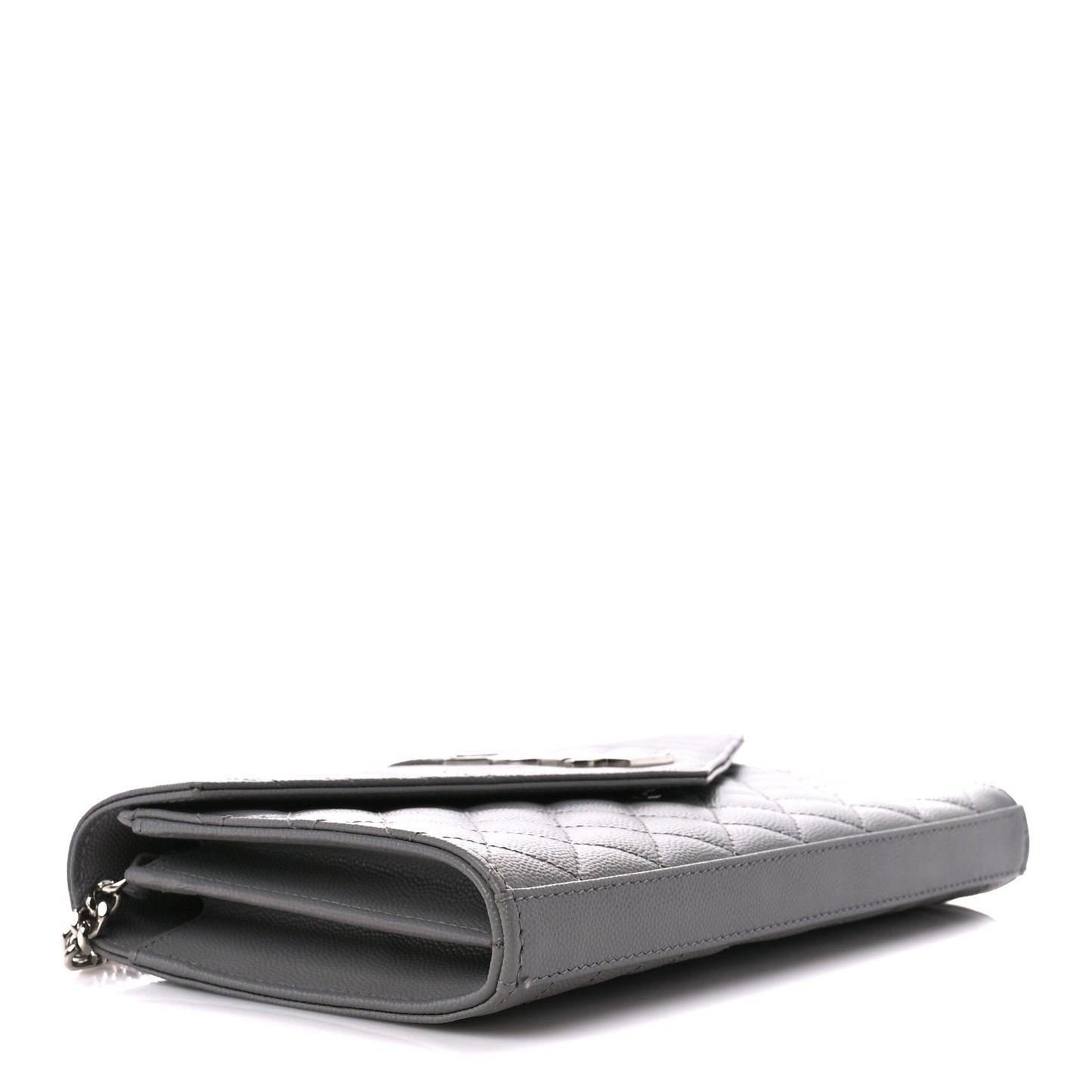 Grain De Poudre Tri-Quilt Monogram Chain Wallet Fog