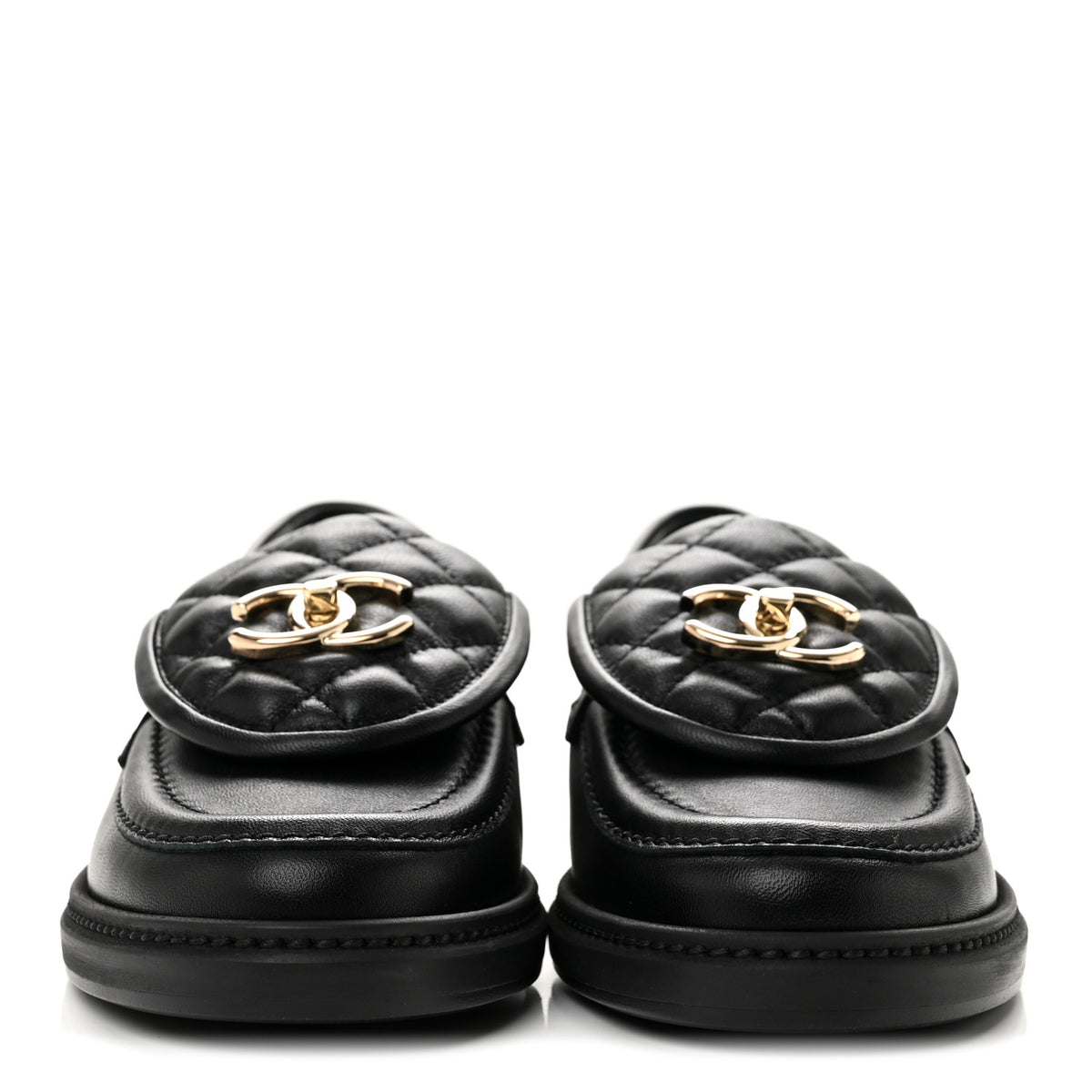 Chanel Lambskin Quilted CC Turnlock Loafers 36 Black 3 of 10