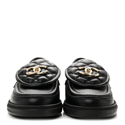Chanel Lambskin Quilted CC Turnlock Loafers 36 Black 3 of 10
