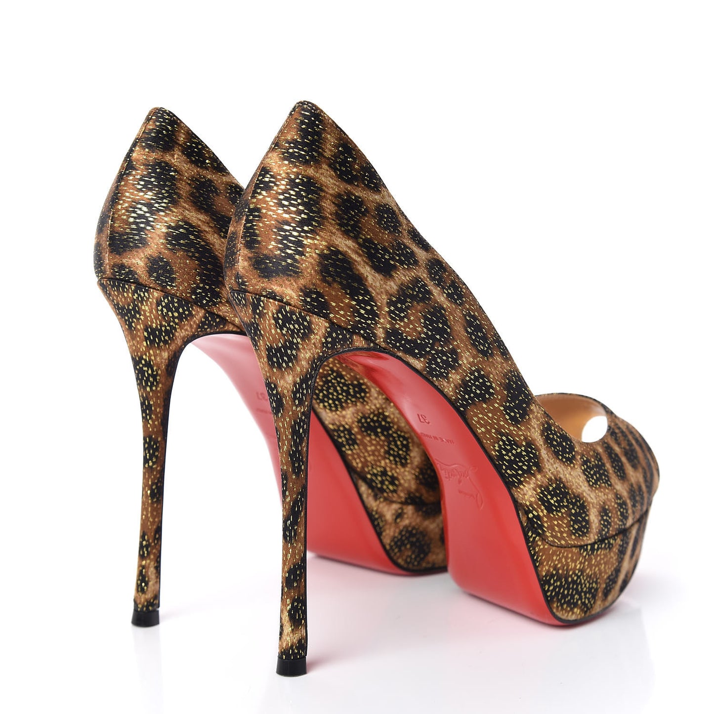 Lurex Specchio Leopard Fetish Peep 130 Pumps 37 Black Gold