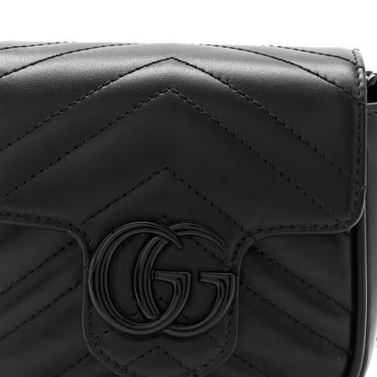Gucci Calfskin Matelasse Monochrome GG Marmont Chain Mini Belt Bag Black 8 of 10