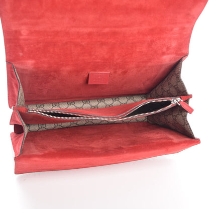 Gucci GG Supreme Monogram Suede Cudu Medium Dionysus Shoulder Bag Beige Ebony Vulcanic Red 6 of 15