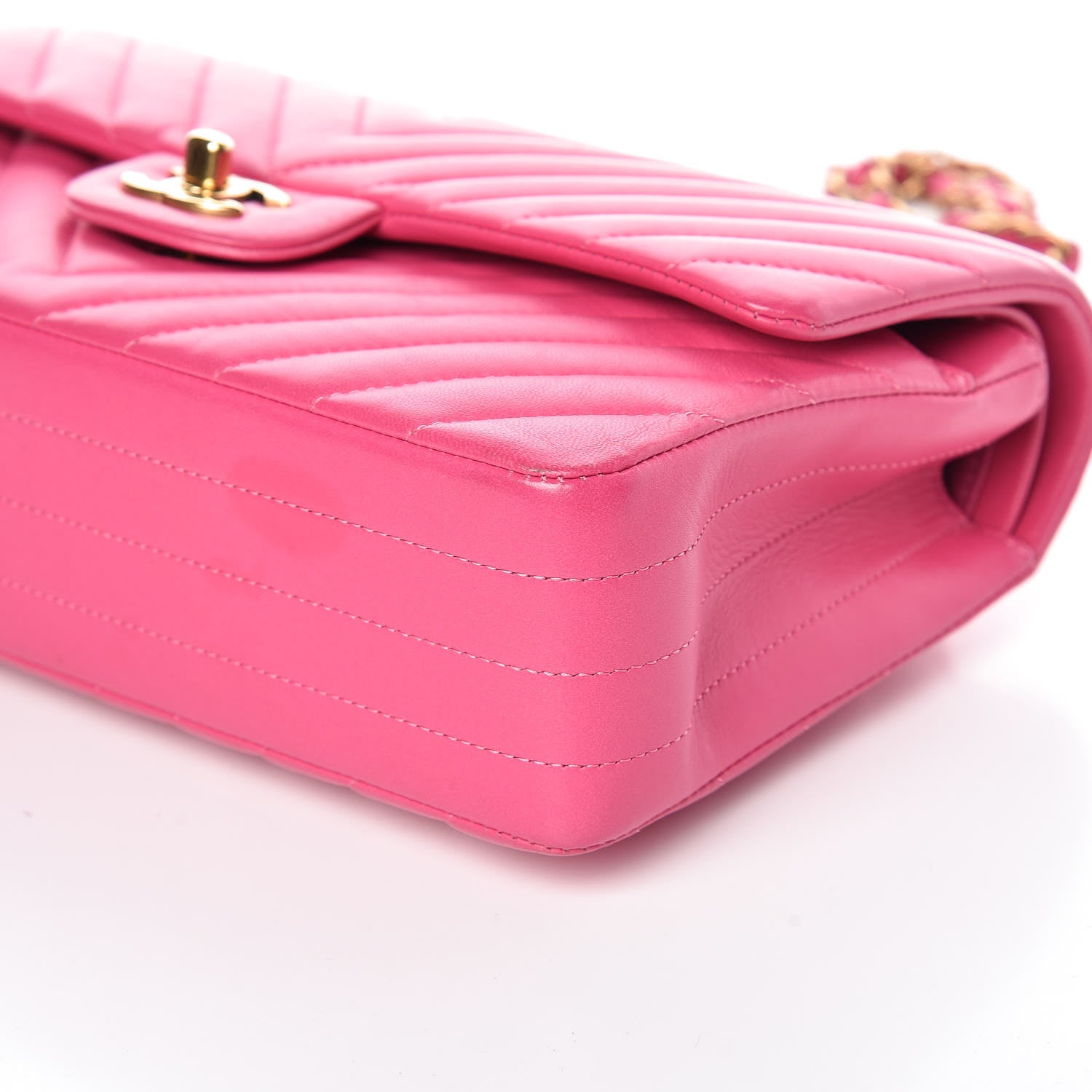 Chanel Lambskin Chevron Quilted Medium Double Flap Pink 6 of 10