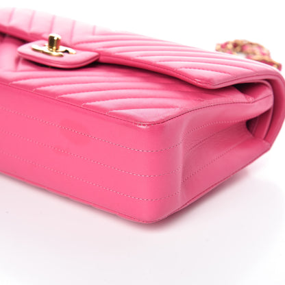 Chanel Lambskin Chevron Quilted Medium Double Flap Pink 6 of 10
