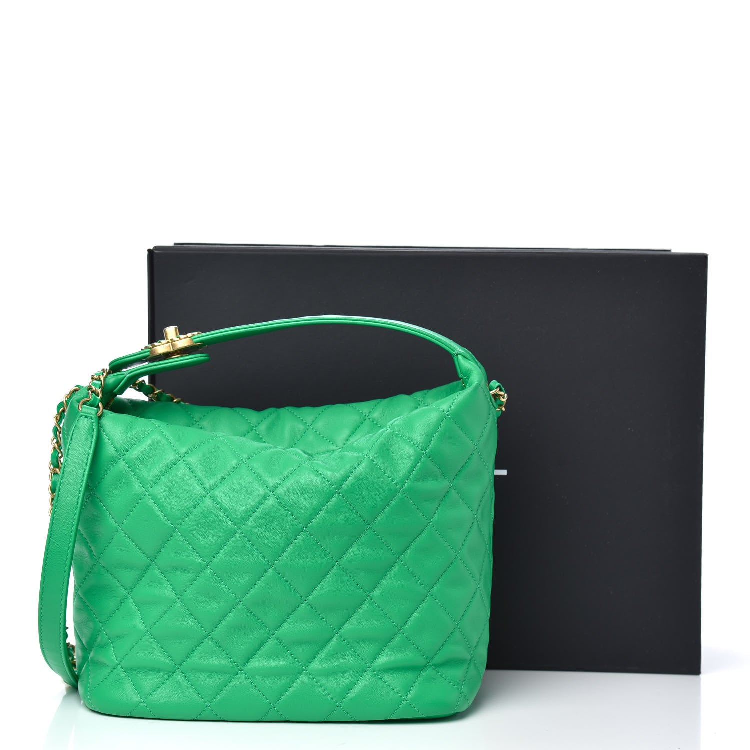 Chanel Lambskin Quilted Large Perfect Meeting Hobo Green 10 of 10