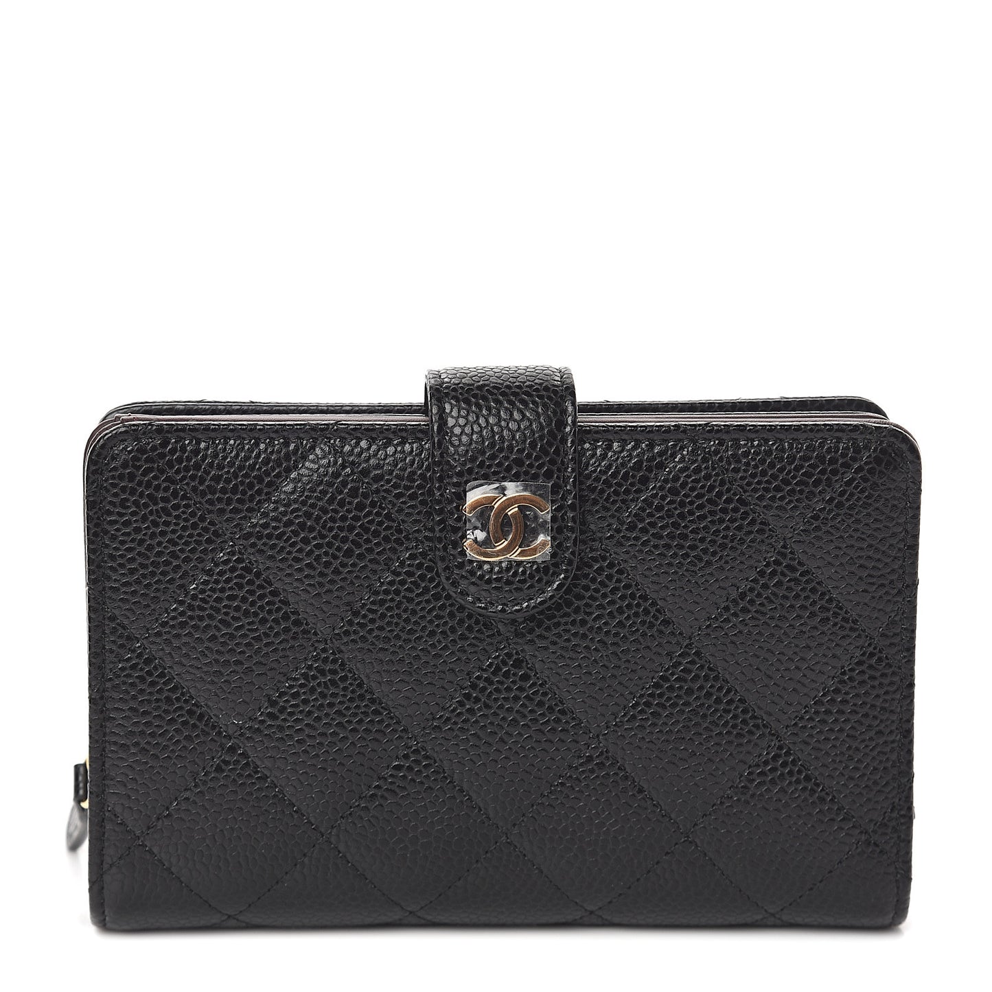 Caviar Quilted Zipped Pocket Wallet Black