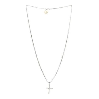 David Yurman Sterling Silver 14K Yellow Gold Diamond Cable Classics Cross Necklace 3 of 4