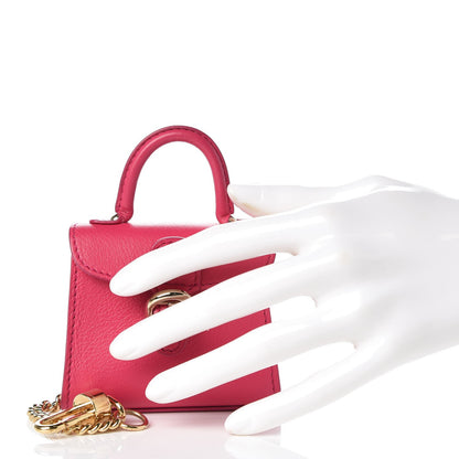Delvaux Calfskin Mini Brillant Bag Charm Rose Indien 2 of 6