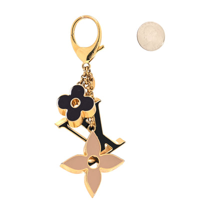 Louis Vuitton Metal Enamel Fleur De Monogram Bag Charm Dore 2 of 5