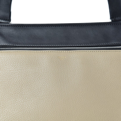 Celine Textured Calfskin Medium Bi-Color Edge Shoulder Bag Black Beige 7 of 15